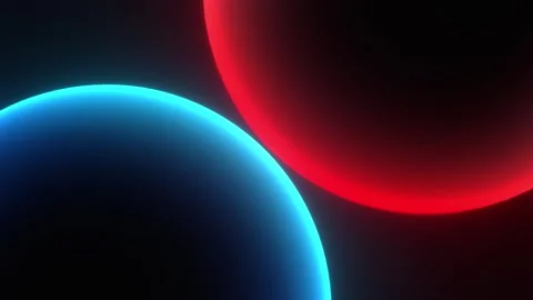 Sliding Neon Red and Blue Glowing Spheres Abstract Animation Stock-Footage 337057740