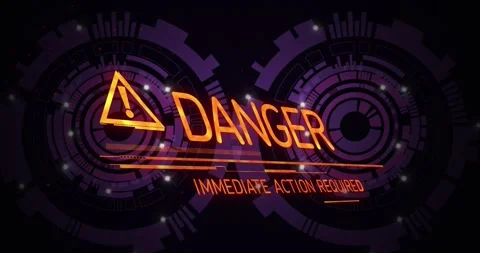 Sliding orange data lines initiating warning, pulsing, forming DANGER, signaling 動画素材 321700268
