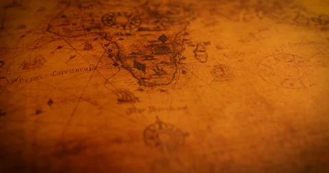 Sliding over ancient world map Stock Footage