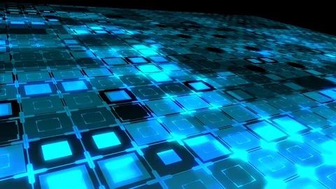 Sliding over an animated digital blue field Video stock 106680556