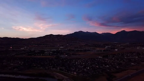 Sliding over the city during sunset Stock Footage 112674302