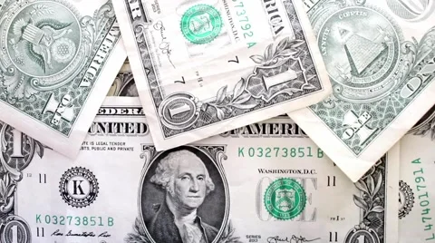 Sliding over greenbacks, dollars, view from above, path from banknotes Stock Footage 68786675