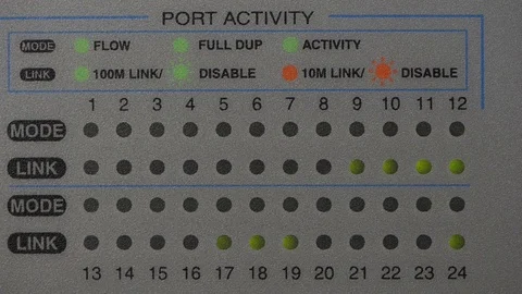 Sliding over a network switch with blinking LEDs Stock Footage 74275968