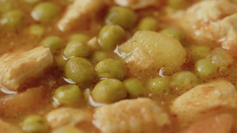 Sliding over plate with pea stew 4K video Video stock 172962905