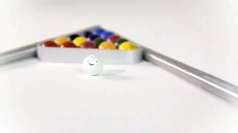 Sliding over pool table sticks and balls on white background Stock Footage 12341219