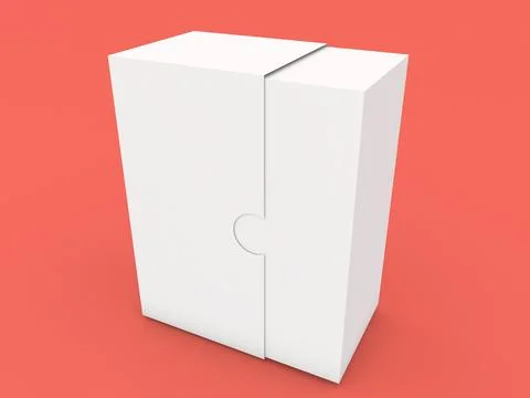 Sliding paper box on a red background. Stock Illustration