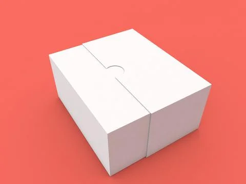 Sliding paper box on a red background. Stock Illustration