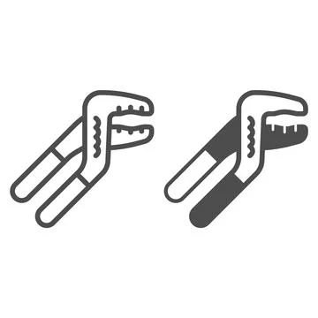 Sliding pliers line and solid icon, construction tools concept, slip joint Illustrazione stock