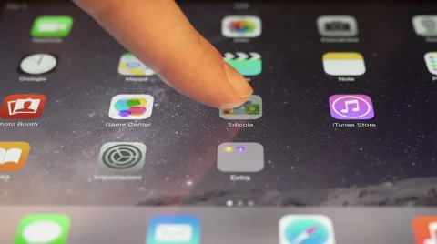 Sliding Program Icons On A Touchscreen Of Apple Ipad HD VIDEO Stock Footage 48017183