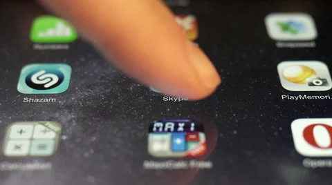 Sliding Program Icons On A Touchscreen Of Apple Ipad HD VIDEO Stock Footage 48018535