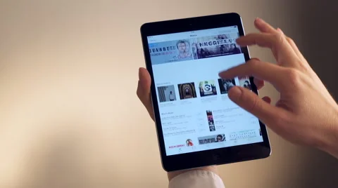 Sliding Program Icons On A Touchscreen Of Apple Ipad HD VIDEO Stock Footage 48025576