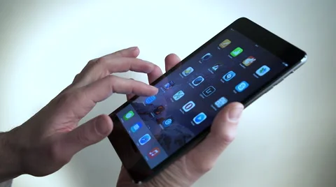 Sliding Program Icons On A Touchscreen Of Apple Ipad Stock Footage 48027110