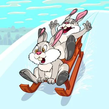 Sliding rabbits Stock Illustration