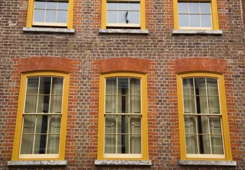 Sliding sash windows. Stock Photos