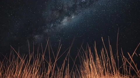 Sliding timelapse of milky over bush grass in Australia 8k Stock Footage 130682234