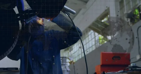 Sliding under car gripping torch mechanic welding undercarriage with digital Stock Footage 328710096