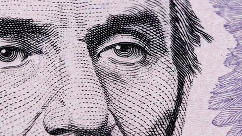Sliding video of a five US dollar bill note Stock-Footage 125892799