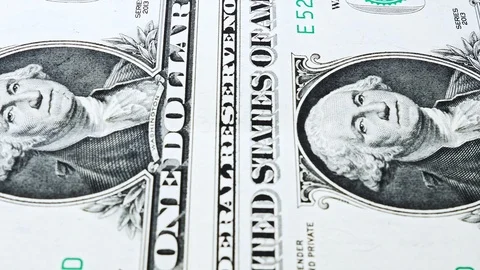 Sliding video of a one US dollar bill note, showing the portrait of US President Stock Footage 103104178