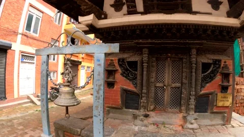Sliding view of the facade of the Salima temple in Patan Nepal Stock Footage 210969582
