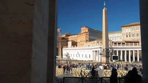Sliding view of Saint Peter square in Vatican, Rome Stock Footage 136073237