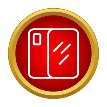 Sliding wardrobe icon with mirror in red circle Stock Illustration