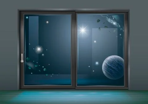 Sliding window space of the hotel Illustrazione stock