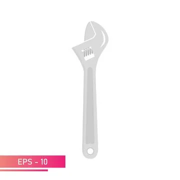 Sliding wrench in the folded state. Adjustable wrench. Isolated on a white Stock Illustration