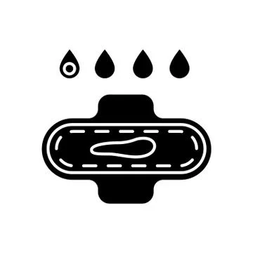 Slight bleeding black glyph icon. Early symptom of pregnancy. Menstrual cycle Stock Illustration