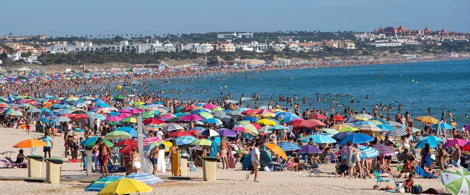 Slight decrease of temperature in southern Spain, Chiclana De La Frontera (Cadiz Stockfoto's