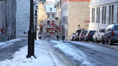 Slight Dip in Montreal Road in Winter Stock Footage 35720862