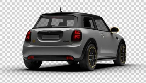 Slight rear angle render of gray Mini Cooper SE Electric 2025 with transpar.. Stock Illustration