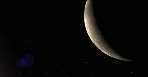 A slightly off-camera sun illuminates a crescent of Callisto's surface.  4K.mp4 Video stock 63803759