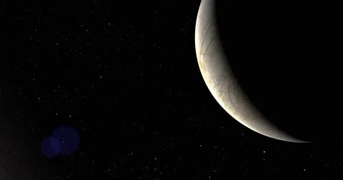 A slightly off-camera sun illuminates a crescent of Europa's surface. Stock Footage 63804144