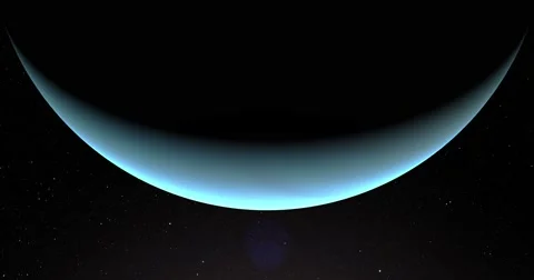 A slightly off-camera sun illuminates a crescent of Uranus' surface. Stock Footage 63805944
