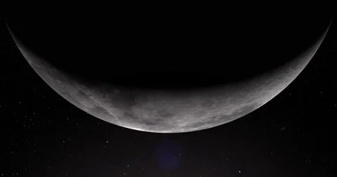 A slightly off-camera sun illuminates a crescent of the Moon's surface. Vidéo 64065023