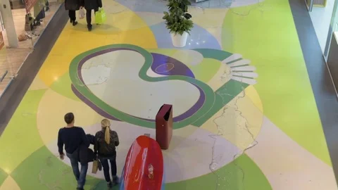 Slightly defocused crowd of walking people in the newly opened shopping mall Stock Footage 72706223