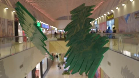 Slightly defocused crowd of walking people in the newly opened shopping mall Stock Footage 72706604