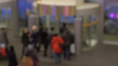 Slightly defocused crowd of walking people in the newly opened shopping mall Stock Footage 72707256