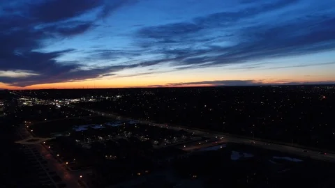 Slightly Higher Angle City At Night Right To Left Pan Of Aerial View With Lo 動画素材 121183200