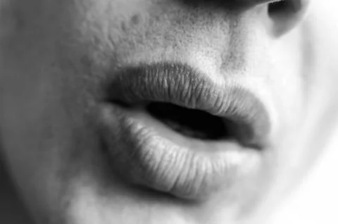 Slightly lips closeup. Stock Photos