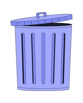 Slightly open garbage bin for waste disposal 2D cartoon clip art Stock Illustration