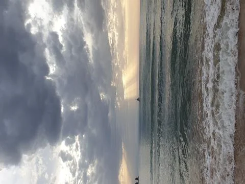 Slightly Rough Sea And Cloudy Weather Stock Photos