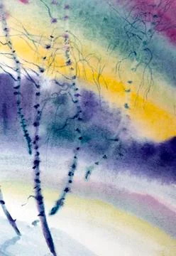 Slim and tall birch Stock Illustration