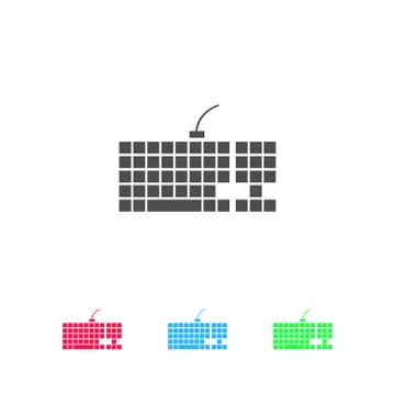Slim computer keyboard icon flat Stock Illustration