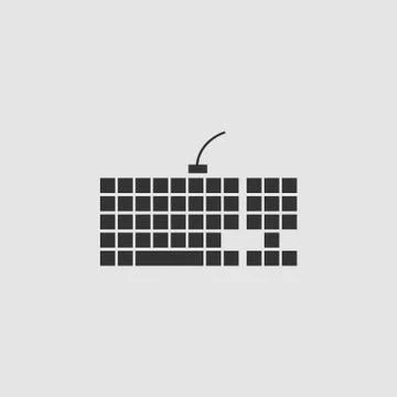 Slim computer keyboard icon flat Stock Illustration