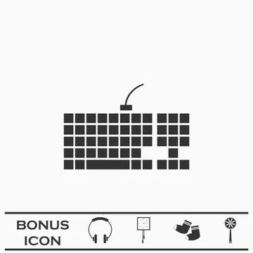 Slim computer keyboard icon flat Stock Illustration