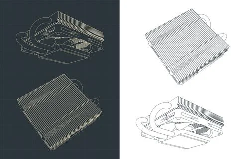 Slim CPU cooler Stock Illustration