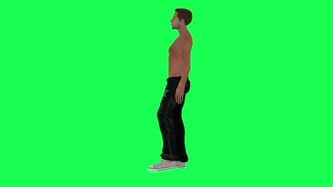 Slim half naked green screen addict man | Stock Video | Pond5