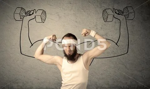 Slim male wants to be strong Stock Photos