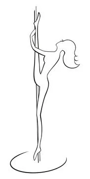 A slim pole dancer is practicing twine pose Stock Illustration